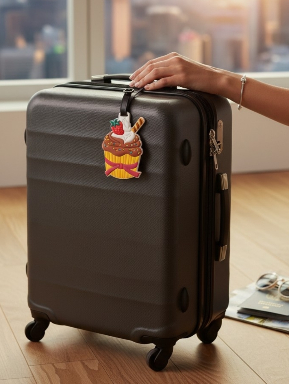 Luggage Tag - Cupcake Yellow, Brown, And Red - Picture 4 of 6